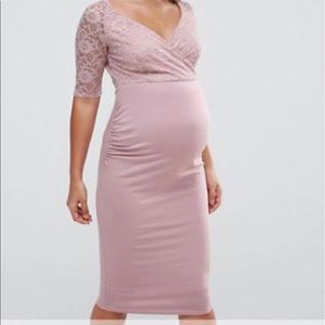 Mauve ASOS maternity lace bodycon dress